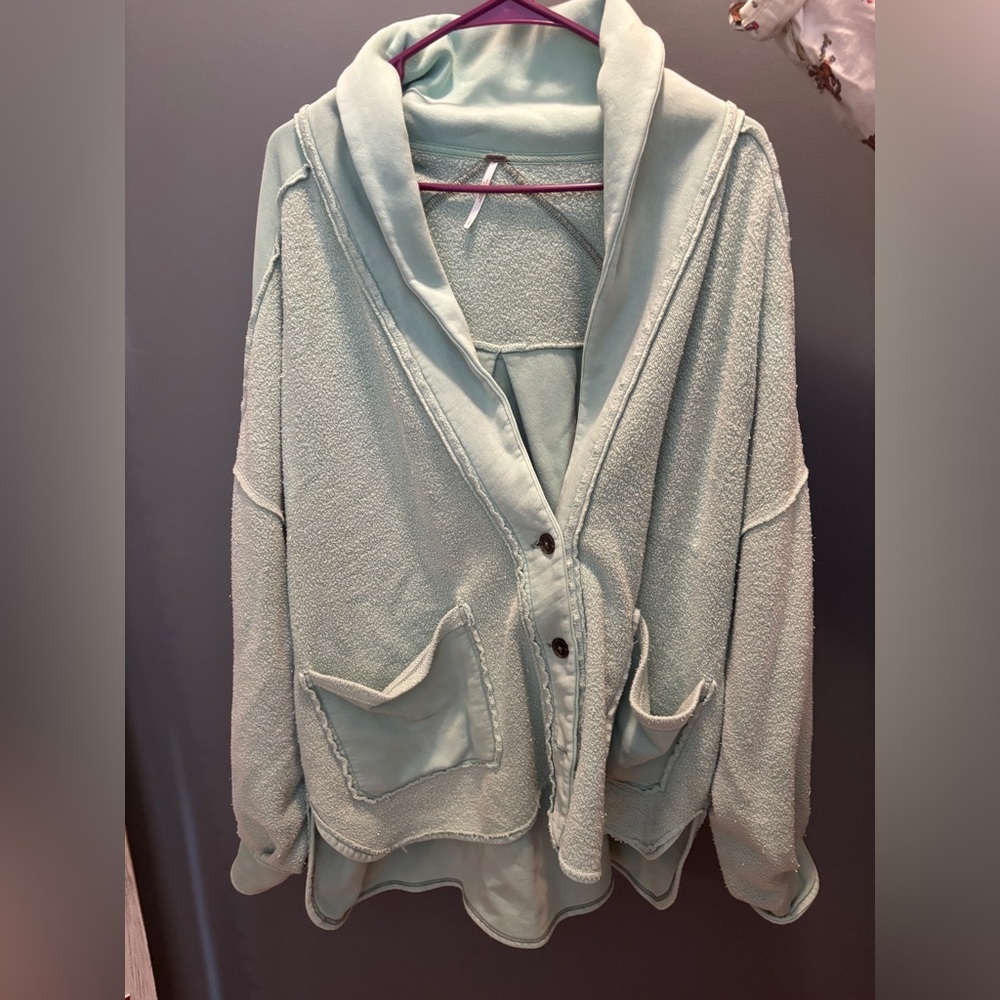 Free People Jordan Slouchy Reversed Fleece Jacket- L
